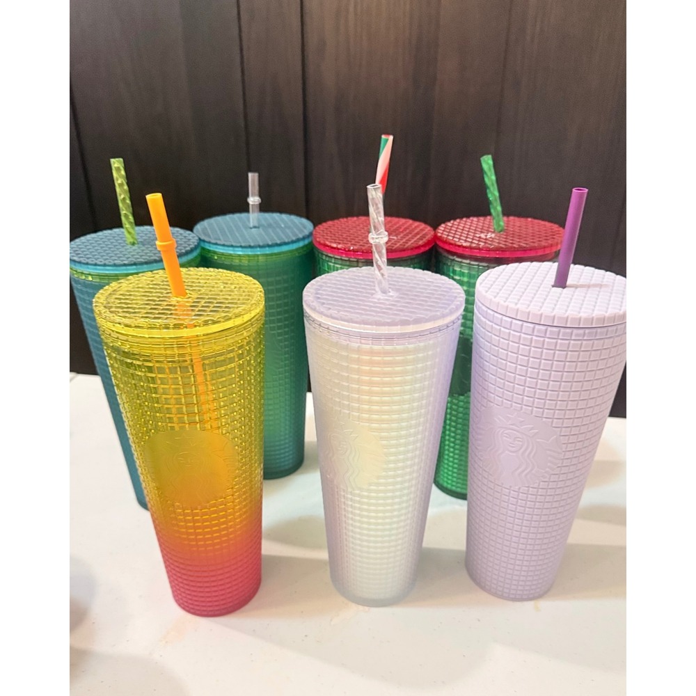 Starbucks 7 Cup Bundle Grid Tumblers Venti 24 Watermelon Mountain Dew Lavender